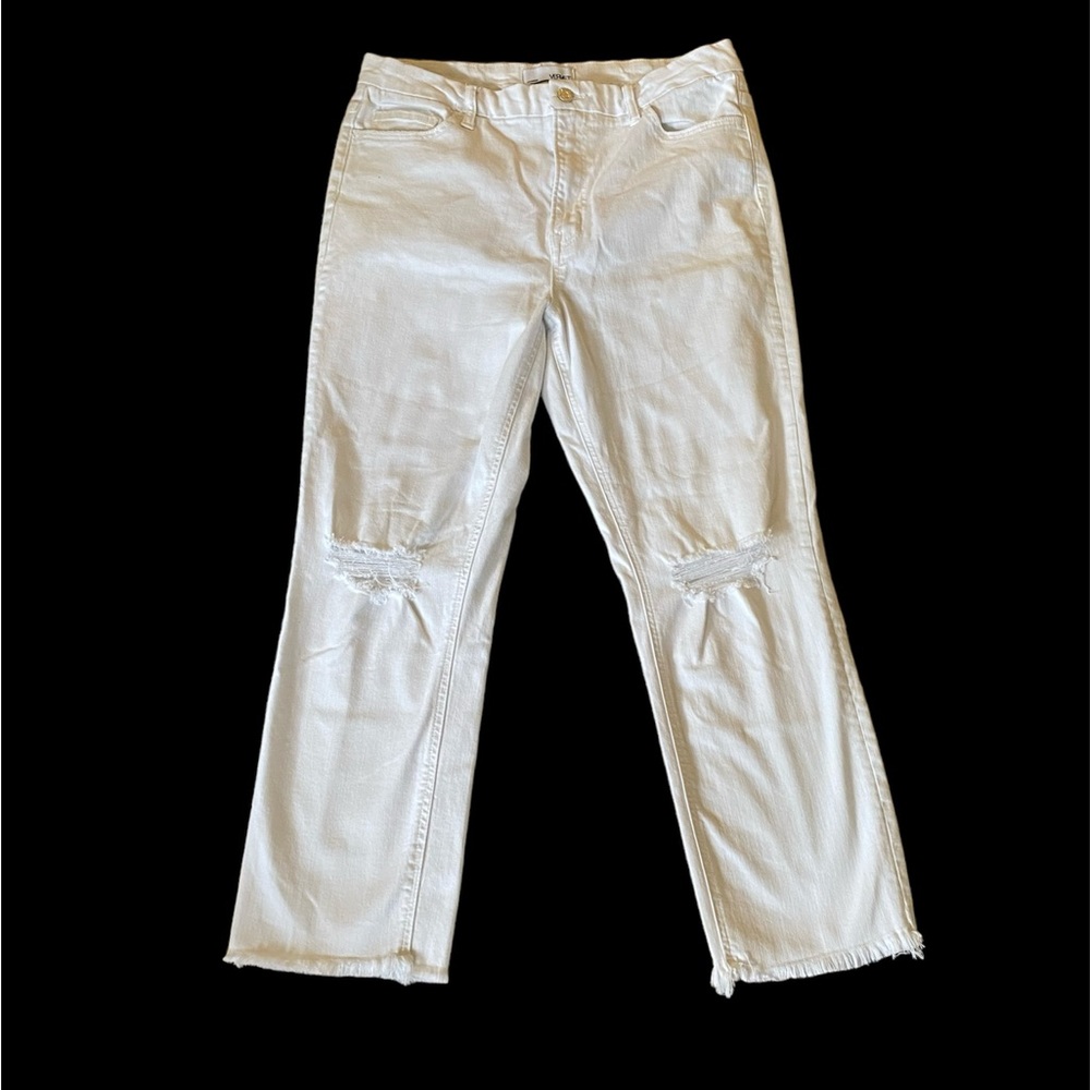 Vervet Optic White - High Rise Cropped Raw Hem Straight Jeans